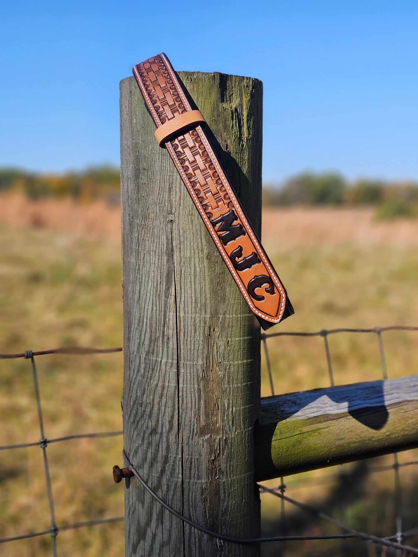 Custom Basketweave & Geometric Stamped Belts