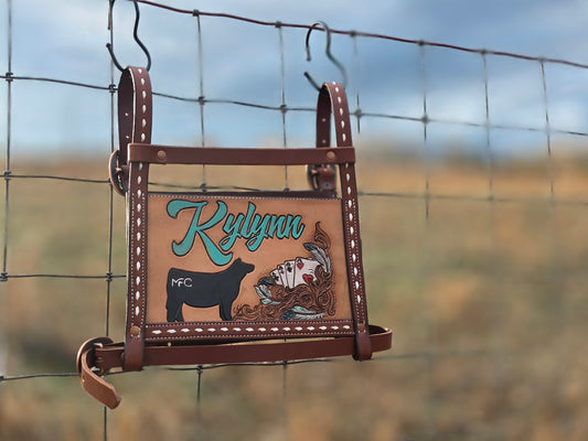 Tooled, buckstitched, buckle upgrade exhibitor livestock show harness