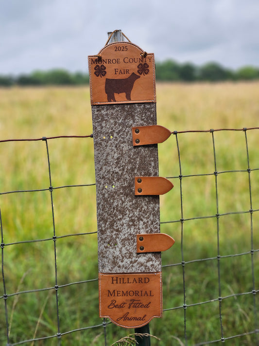 Custom Cowhide Trophy Buckle Display